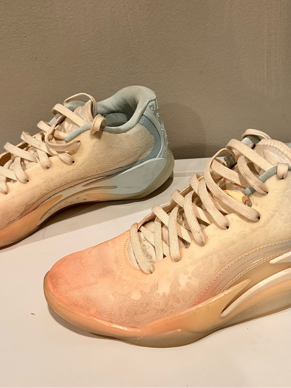Jordan Zion Men's Athletic Sneakers in Peach, Cream and Light Blue
